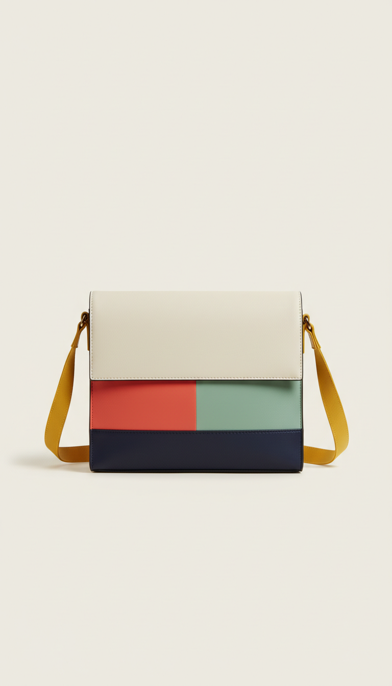 Color-Block Crossbody Bag with Adjustable Strap