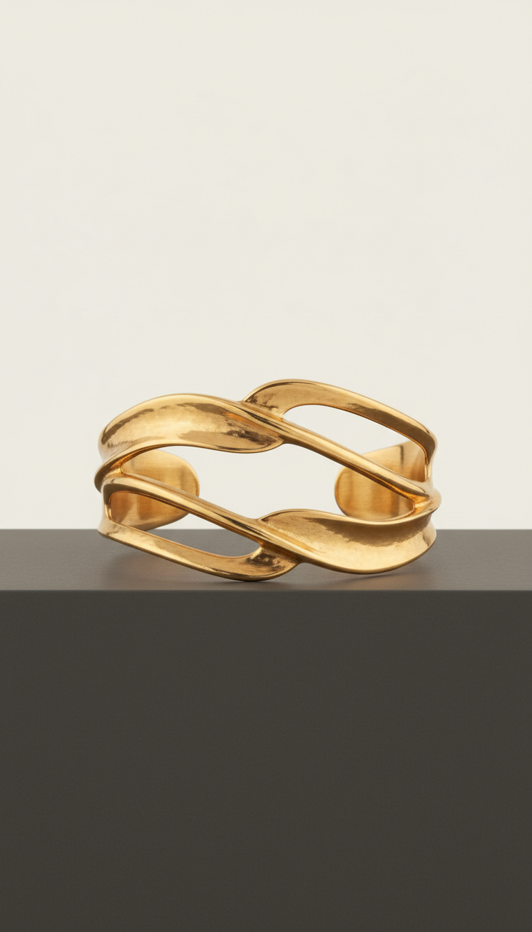 Sculptural Gold Cuff Bracelet
