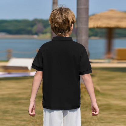 Polo Shirts for Boys Size 6-7 Kids Golf Short Sleeve School Uniform Toddler Girls Summer Collared T Shirt Dress Athletic Outfit (Black)