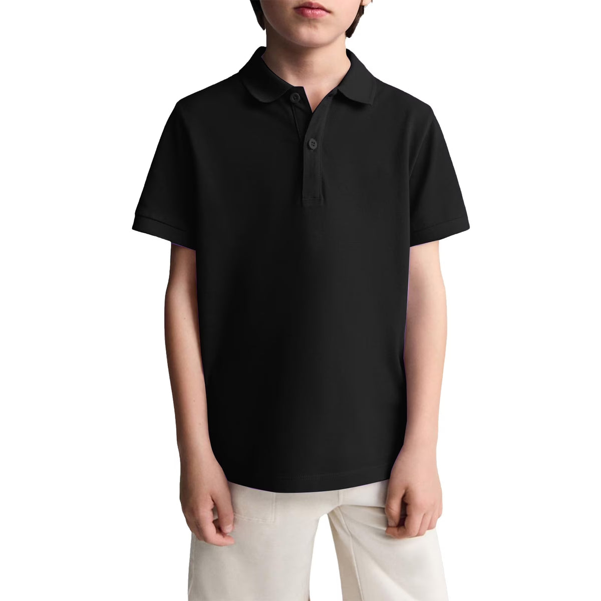 Polo Shirts for Boys Size 6-7 Kids Golf Short Sleeve School Uniform Toddler Girls Summer Collared T Shirt Dress Athletic Outfit (Black)