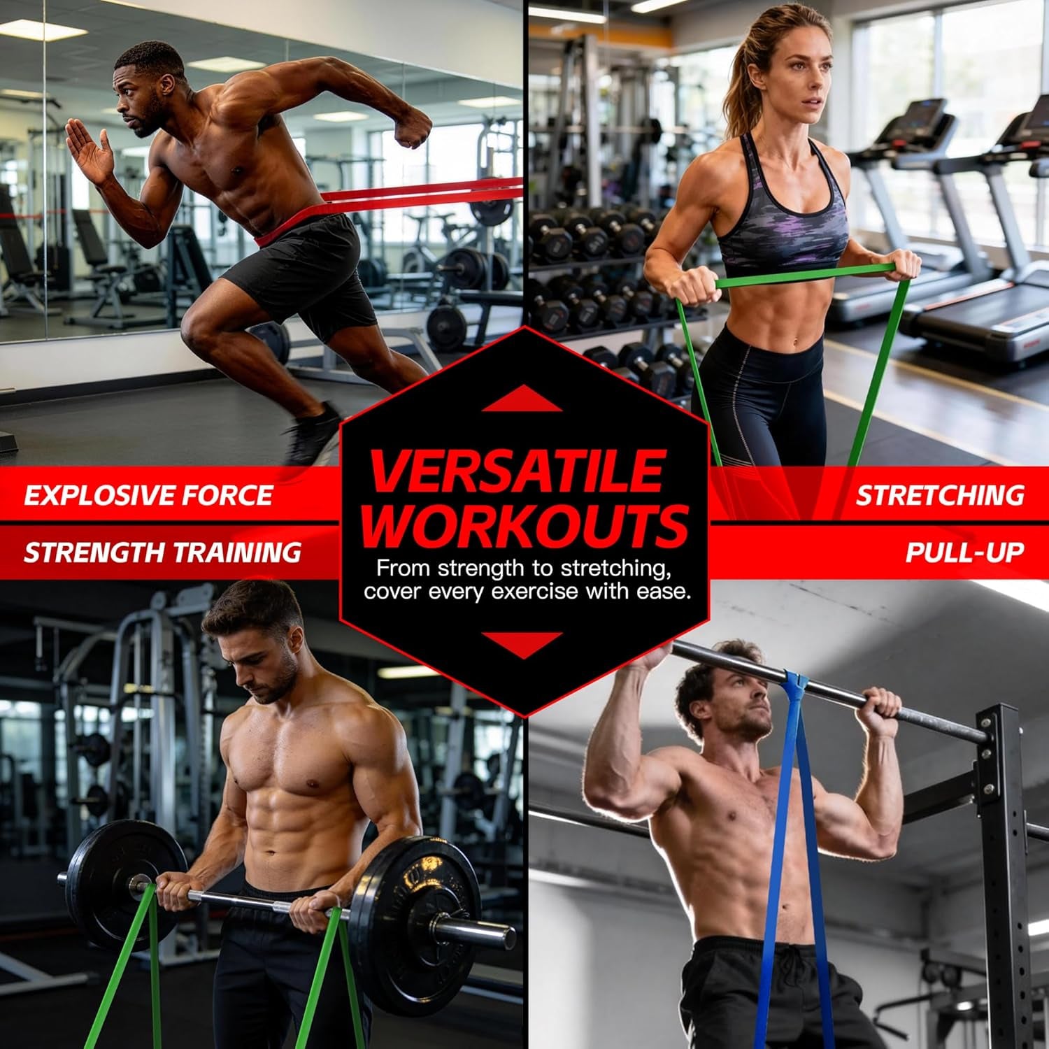 Pull up Bands, Resistance Bands Set, Exercise Workout Bands for Men & Women, Ideal for Body Stretching, Physical Therapy and Muscle Training
