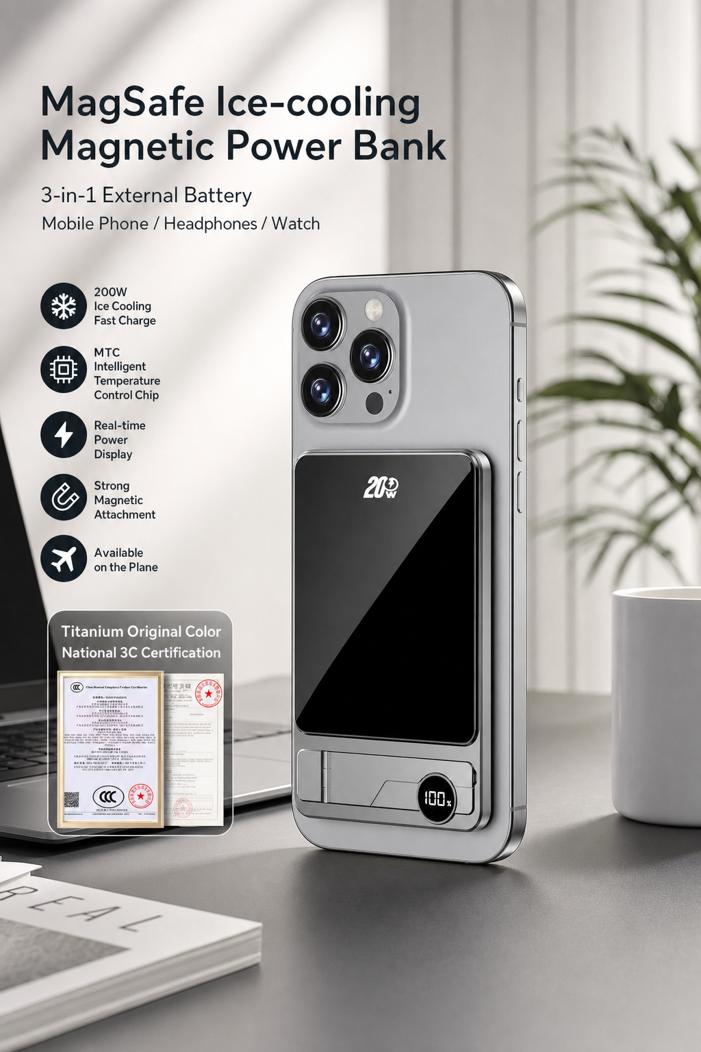 15W Magnetic Wireless 10,000mAh.