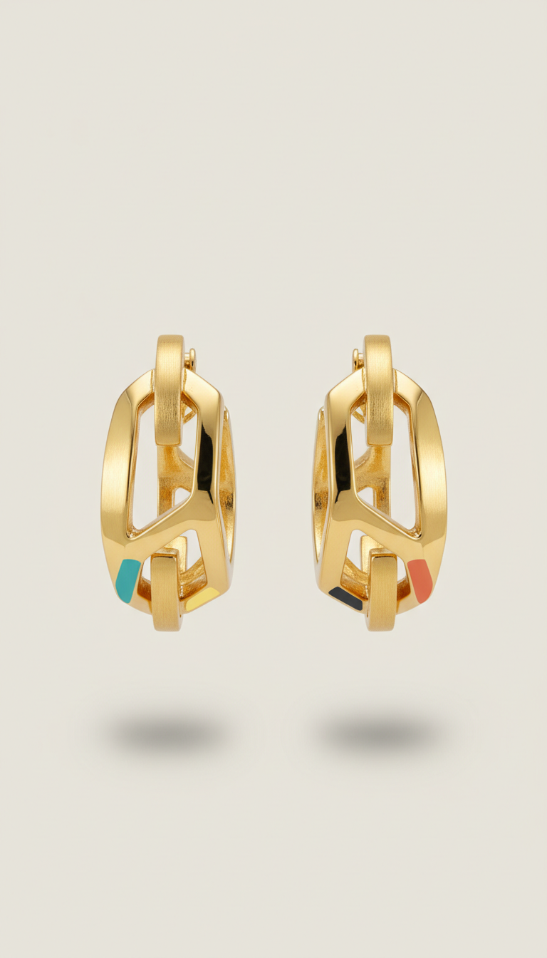 Gold Geometric Hoop Earrings in Lightweight Metal