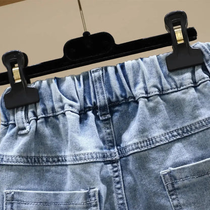 3-11Y Girl Denim Shorts 2025 Summer New Embroidery Flowers Grls Outer Pants Teenager Shorts Kids Baby Shorts