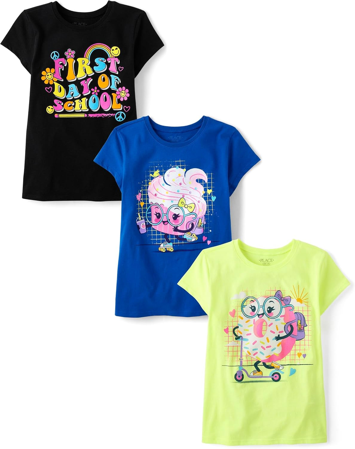 ,Girls,School,Learning Short Sleeve Graphic T-Shirts,3 Pack