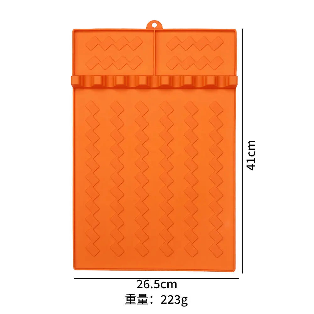 Silicone BBQ Grill Side Burner Mat Utensil Rest Holder Heat Resistant Countertop Drip Tray Outdoor Grilling Tool Accessories
