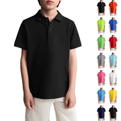 Polo Shirts for Boys Size 6-7 Kids Golf Short Sleeve School Uniform Toddler Girls Summer Collared T Shirt Dress Athletic Outfit (Black)