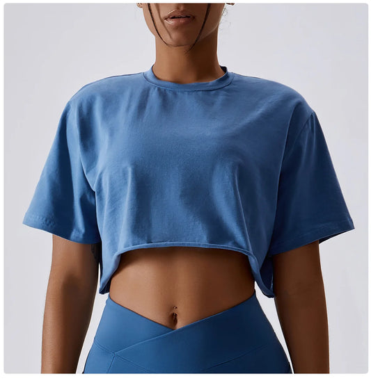 Y2K Outdoor Dance Sports Short Sleeved Yoga Dress Women'S Leisure Versatile Fitness Top Loose Sports T-Shirt